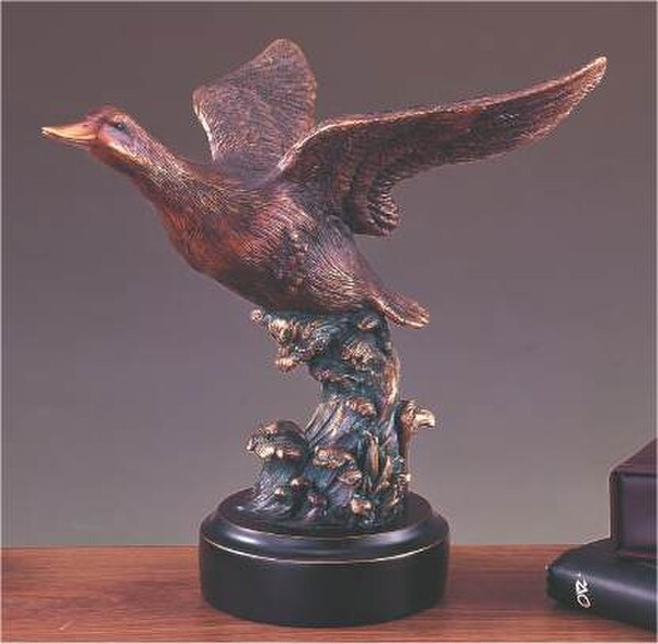 Duck Taking Flight Wildlife Sculpture Bronze finish